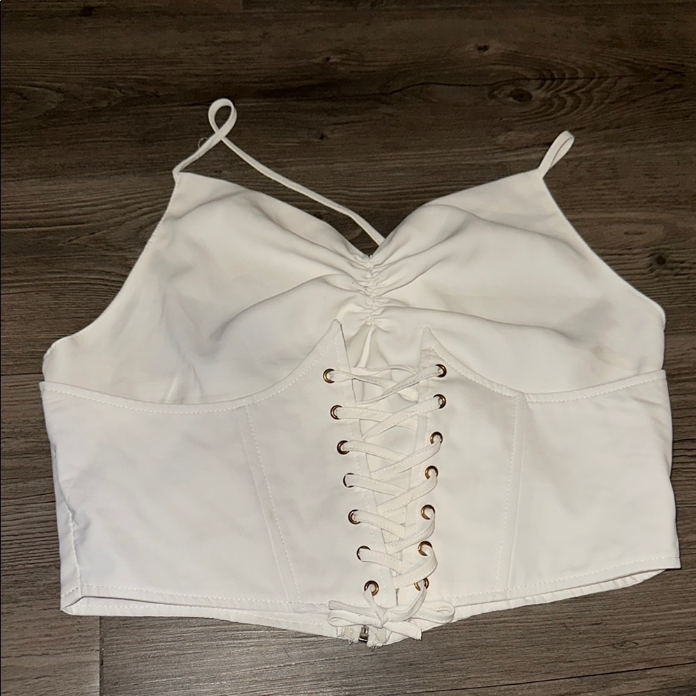 Tea n Cup White Bustier Crop Camisole